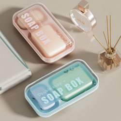 Waterproof soap box double compartment soap box household box with lid double layer large drain laundry soap box two in one