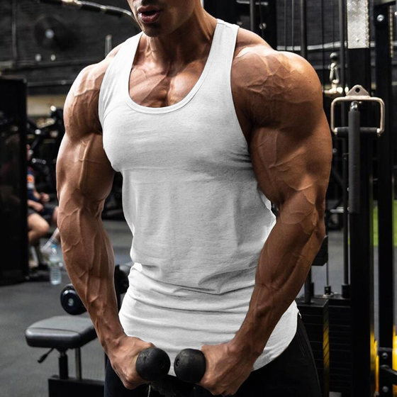 
European and American light plate slim sports vest men's summer solid color U-neck pullover fitness base sweat vest simple trend