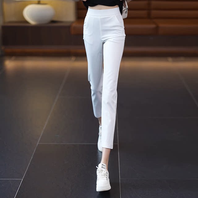 Summer eight-point straight pants for women 2024 new high-waisted slim ...