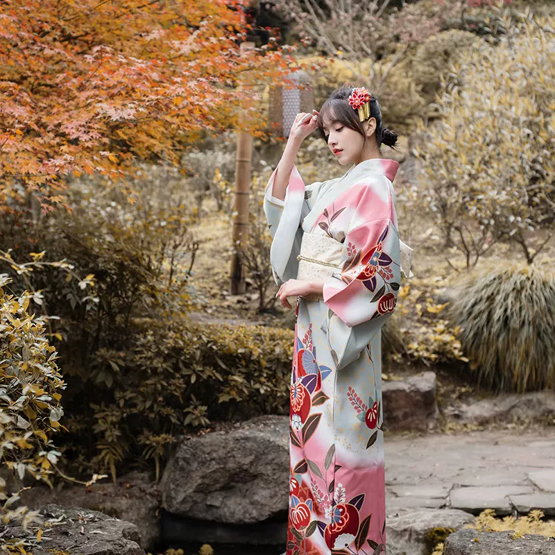 山鸟和色日式和服和风浴衣复古连衣裙改良和服摄影旅拍写真现货-Taobao