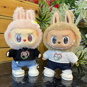 
38cm rabu plush doll clothes for Labubu doll MOKOKO sweetheart seal sweatshirt set
