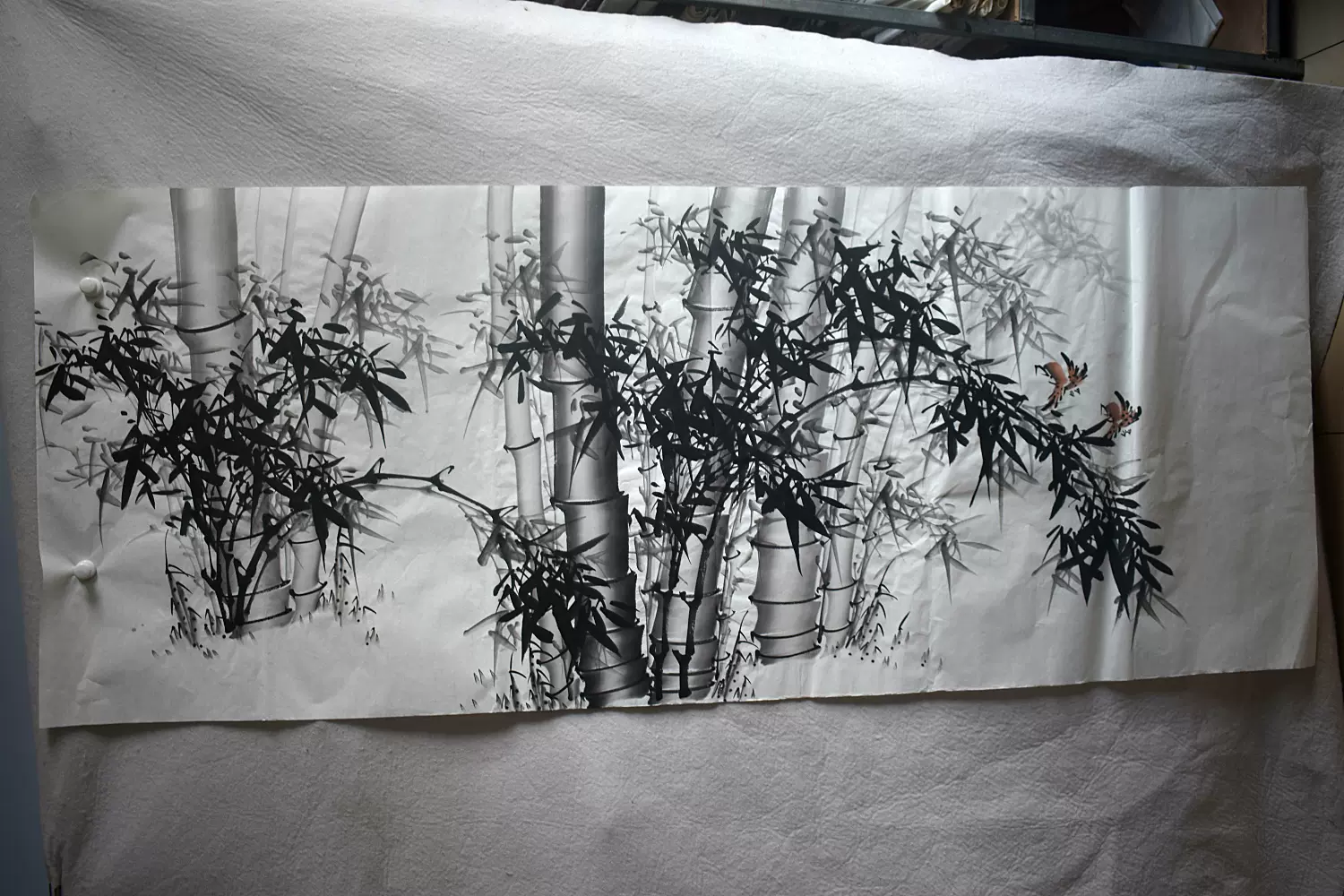 中国古美術・蘭竹之情三尺画芯・董卿印款・水墨画・純手描き・鑑賞用・宣紙・带水印 中国古美術・蘭竹之情三尺画芯・董卿印款・水墨画・純手描き