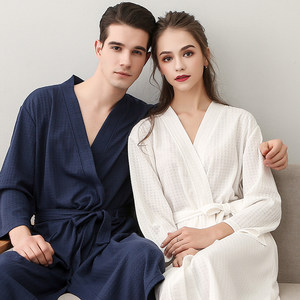 Spring, autumn and summer, couple bathrobe female men's pajamas swimming thin sexy water absorption and fast dry four seasons universal robe

