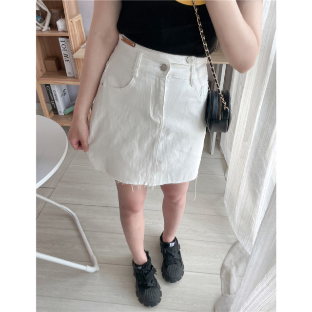 SA Xiaoshu 2022 New Irregular button High -waist Vocal denim skirt Female label design feel short skirt
