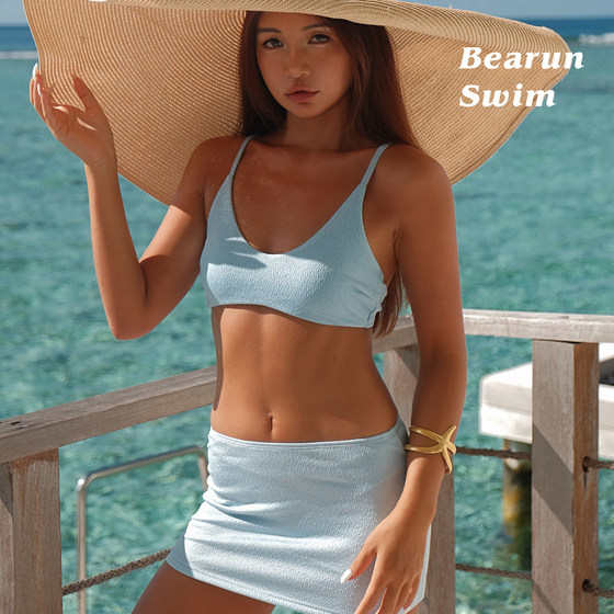 
BEARUN SWIM three-piece swimsuit seaside vacation small breast push-up swimsuit hot spring bikini set