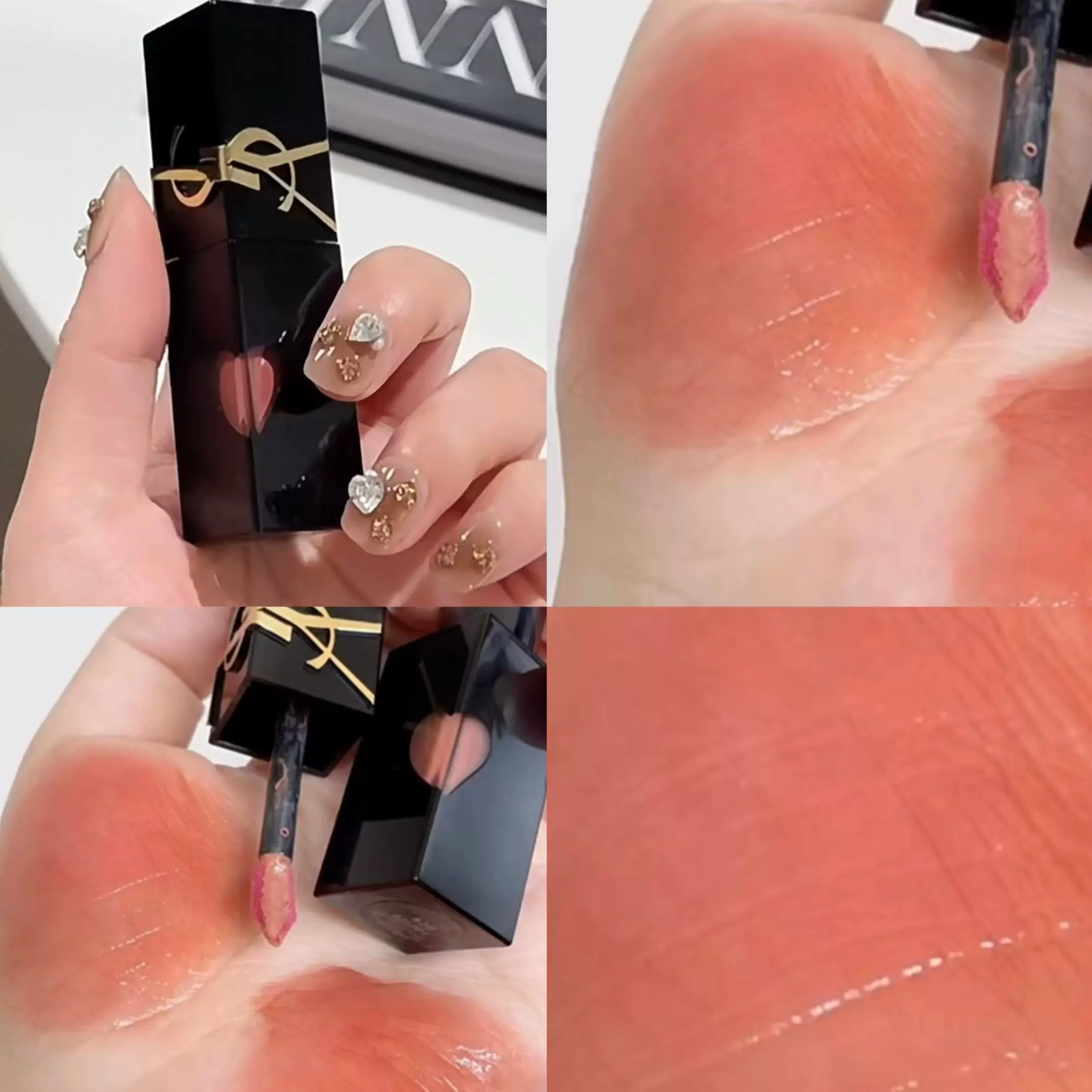 ysl圣罗兰2024年新版爱心限定浮雕黑管水光唇釉 440 620 610 622