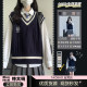Fat MM200Jin [Jin is equal to 0.5kg] extra large size suit spring and autumn college style striped knitted sweater vest with shirt pleated skirt