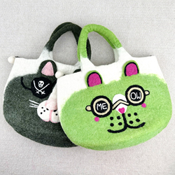 New Nepalese Handmade Wool Felt Cute Cat Eyes Letter Cartoon Handbags Shoulder Bags With Various Options