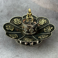Nepalese Handmade Pure Copper Lotus-shaped Removable Hidden Incense Burner With Auspicious Eight Treasures And Six-character Mantra