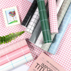 Pvc Self-Adhesive Wallpaper for College Dorms, Desk Stickers, Ins-Style Grid Wallpaper, Fresh Desktop Cabinet Stickers