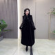 Large size women's long-sleeved lace base shirt fat girl black retro style slim standing collar button long vest skirt