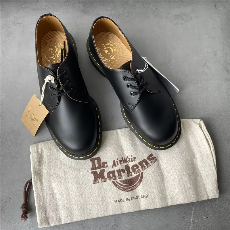 英產(36-43)Dr.martens 1461 3孔低幫黑色馬丁單鞋男女12877001-Taobao