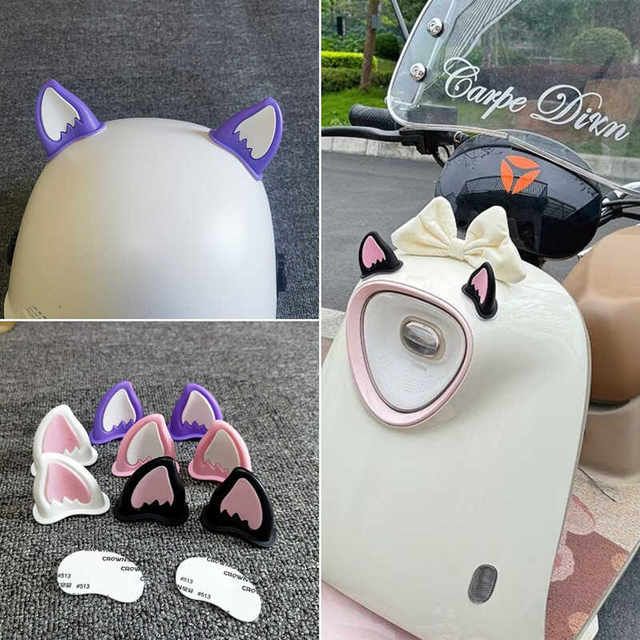 Electric vehicle helmet decoration motorcycle fox cat ears cute accessories bear ears personalized stickers half helmet decoration