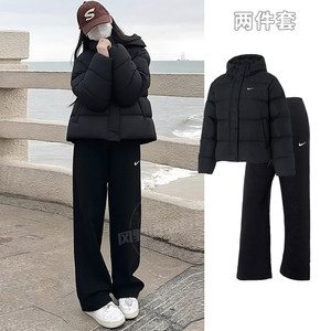 
NIKE Nike Down Jacket Plus Velvet Long Pants Women's Thick Jacket 26 Spring New Sports Suit Casual Warmth