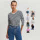 Australian cotton, fitted, versatile, comfortable, classic curved hem round neck long sleeve T-shirt multi-color