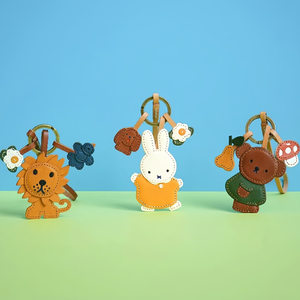 
Cartoon Cute Miffy Rabbit Bear Car Keychain Versatile Bag Small Pendant Pendant Leather Keychain