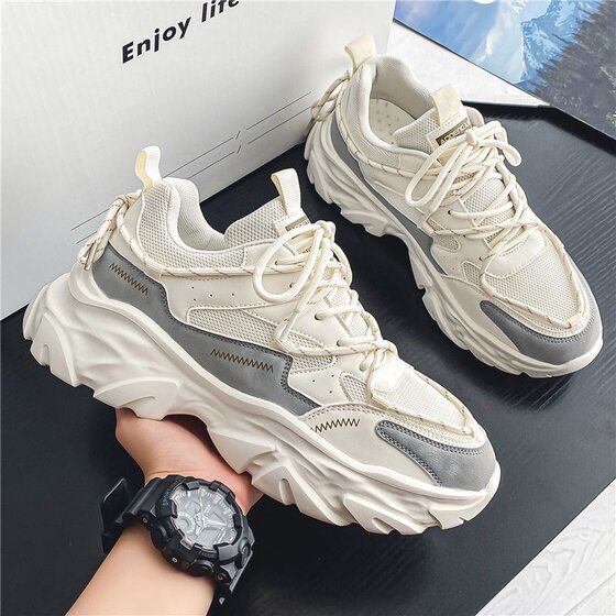 
Men's shoes summer breathable mesh sports shoes 2025 new casual thick-soled running teenager niche dad fashion shoes