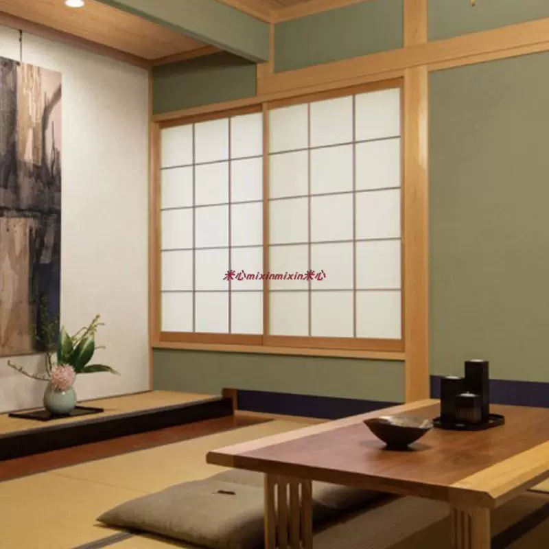 榻榻米专用墙纸和室日本装饰壁纸卧室日料养生日式绿色素色 Taobao