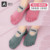 Rose red + forest green] ribbon five finger socks*2 pairs 