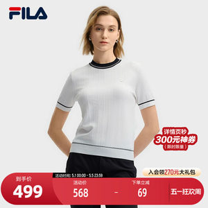 FILA official women's sweater 2025 summer new fashionable casual simple basic short-sleeved top
