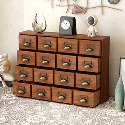 Solid Wood Drawer Vintage Color Storage Box Desktop Stationery Accessories Tape Cosmetics Organizer Multi-Layer Zakka Cabinet