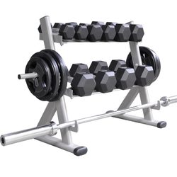 Home and Commercial Gym Fitness Equipment Professional Double-Layer Dumbbell Rack Hexagonal Round Fixed Dumbbell Display Rack