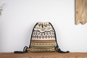 [New style] Thickened dense woven jacquard drawstring backpack ethnic style bundle pocket light travel travel photography must be taken