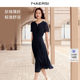 NAERSI/Naersi elegant short-sleeved dress for women mid-length round neck A-line skirt
