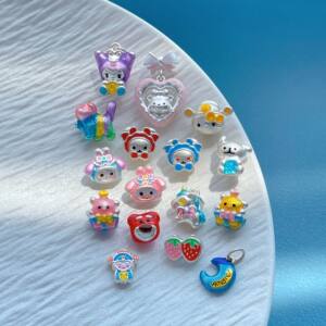 
Foot Silver 999 Sterling Silver Accessories Burnt Blue Candy Strawberry Bear Melody Kuromi Jade Dog Bead Pendant