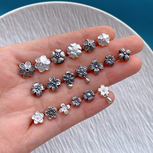 
s925 sterling silver accessories cross flower cherry blossom plum blossom separated beads back cloud pendant lift pendant diy bracelet accessories