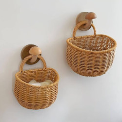 Basket Storage Container Kitchen Onion Ginger Garlic Wall-Mounted Rattan-Like Woven Storage Basket Multifunctional Portable Small Basket Egg Basket