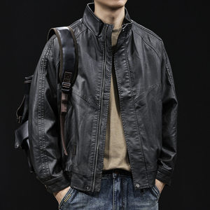 
High-end motorcycle leather jacket men's spring and autumn 2026 new men's short clothes large size American fashion brand spring