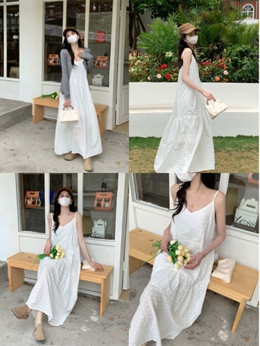 Белая весенняя длинная юбка, летнее платье, большой размер, французский стиль, V-образный вырез, по фигуре