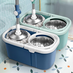 Hand-Washable Spin Mop, Household One-Mop Clean Dual-Drive Spin-Drying Mopping Artifact, Thickeneded Single-Barrel Mop