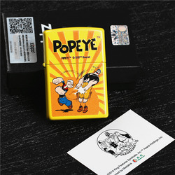 Genuine Zippo Windproof Lighter Matte Paint Cartoon Popeye Eating Spinach Kerosene Men's Classic