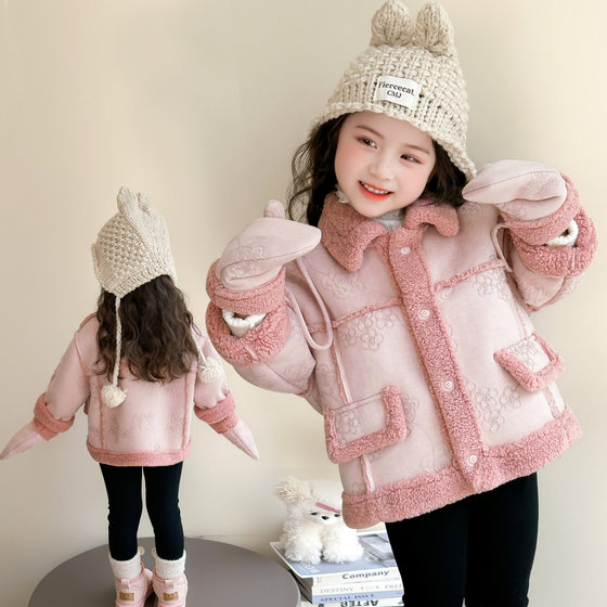 
Girls' coat 2025 winter new style baby girl autumn and winter velvet thickening little girl baby children winter
