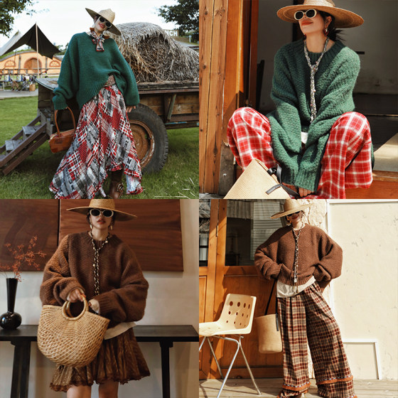 
Mai Xu <Leisure Diary> Retro loose lazy style pullover thickened warm sweater women's autumn and winter knitted top