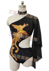 Ballet Pole Dancing Costume, Gymnastics Performance Outfit, Practice Clothes, Hole-Cut Pole Dancing Chiffon Sleeve Jumpsuit for Performance