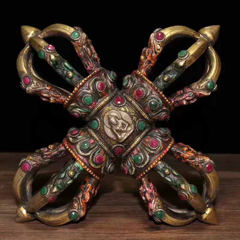 中国古美術 旧藏 西藏 仏教 銅製 吊香炉 彩绘描金 宝石嵌 藏伝工芸 古銅器 中国古美術 旧藏 西藏 仏教 銅製 吊香炉 彩绘描金 宝石嵌 藏伝