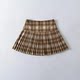 Little Ru European and American hot girl retro plaid printed pleated skirt for women in spring and autumn anti-exposure high waist slimming skirt