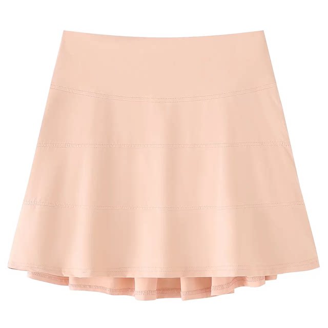 Little Ru European and American style hot girl sports skirt for women in spring and autumn solid color versatile anti-exposure high waist A-line pleated skirt