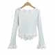 Xiaoru European and American grinding lace long-sleeved top sweet and fresh blue thin velvet slim and versatile base shirt
