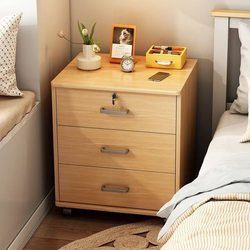 Lockable Bedside Table, Movable Large-Size Home Bedside Storage Cabinet, Storage Cabinet, Bedroom Bedside Shelf