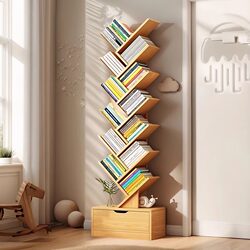 Simple Tree-Shaped Small Bookshelf Storage Rack Floor-Standing Bedroom Cabinet Living Room Storage Rack Home Multi-Layer Creative Narrow Bookcase