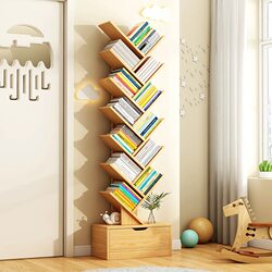 Simple Tree-Shaped Small Bookshelf Storage Rack Floor-Standing Bedroom Cabinet Living Room Storage Rack Home Multi-Layer Creative Narrow Bookcase