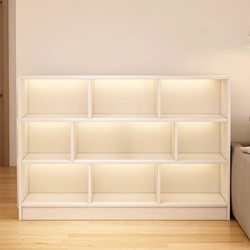 Bookshelf Floor-Standing Storage Rack Storage Storage Cabinet Simple Home Living Room Bedroom Wall-Mounted Kidsren's Plaid Cabinet Low Cabinet