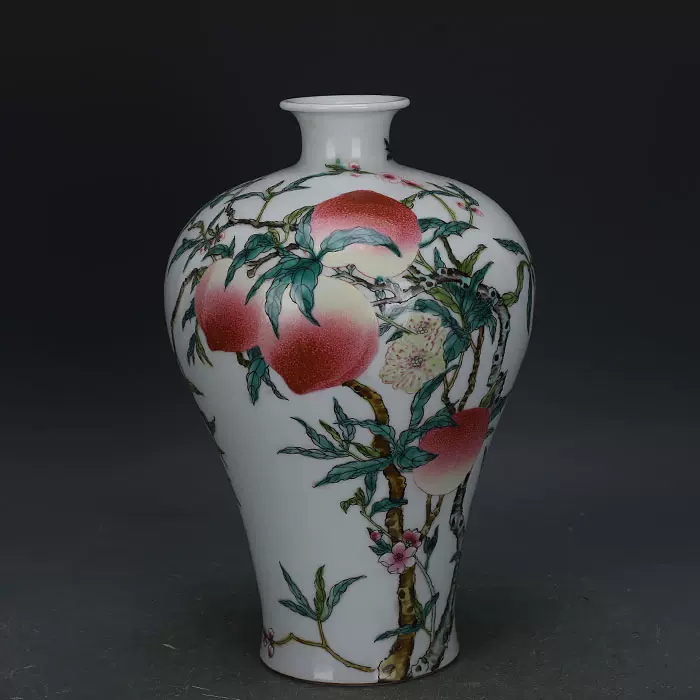 おトク】 『清・雍正年製款・古陶瓷品・粉彩・八桃紋・西瓜罐』極細工 