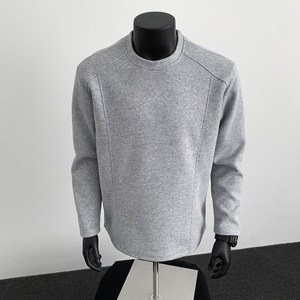 
American deconstructed splicing long-sleeved T-shirt for men plus size 2026 spring new sweatshirt fat man versatile bottoming pullover top