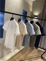 Excellent Work! Piqué! Summer New Men's Lapel Solid Color Casual Business Short-sleeved Polo Shirt