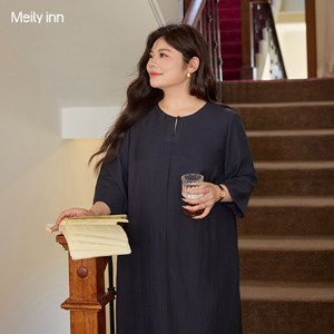 
Beautiful Inn high-end large size fat mm giant slim top mid-length butt-covering linen shirt 2026 new summer